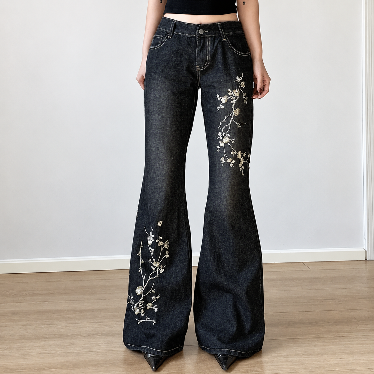 pressed flowers jeans