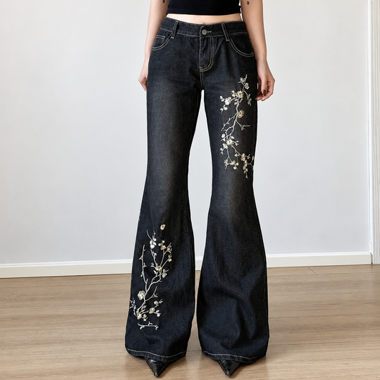 pressed flowers jeans